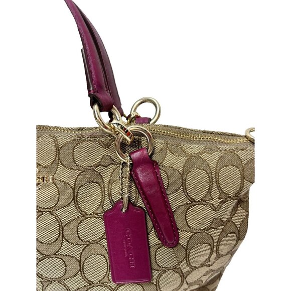 COACH "Kelsey" Handbag Purse Khaki/Dahlia #F36625,As Is staining /discolouration - Picture 3 of 16